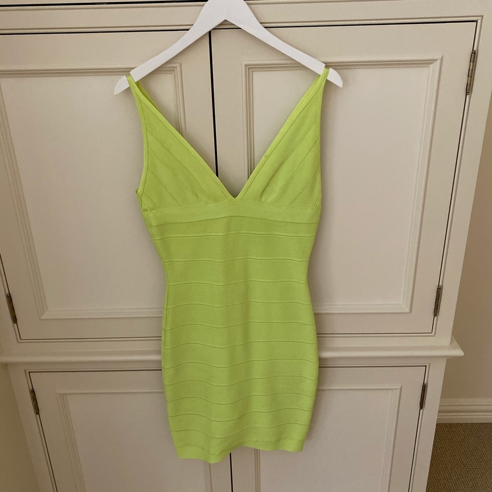 🍀 Herve Leger Lime Green Lauren Bandage Dress